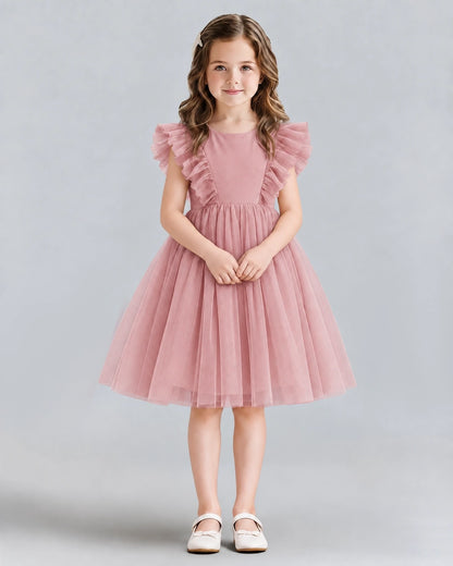 Blush Pink A-line Girls Formal Dresses Front