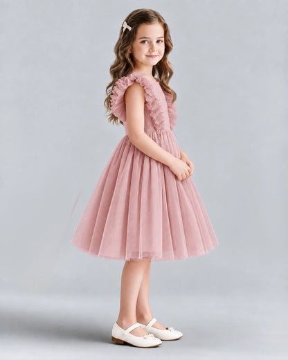 Blush Pink A-line Girls Formal Dresses Side