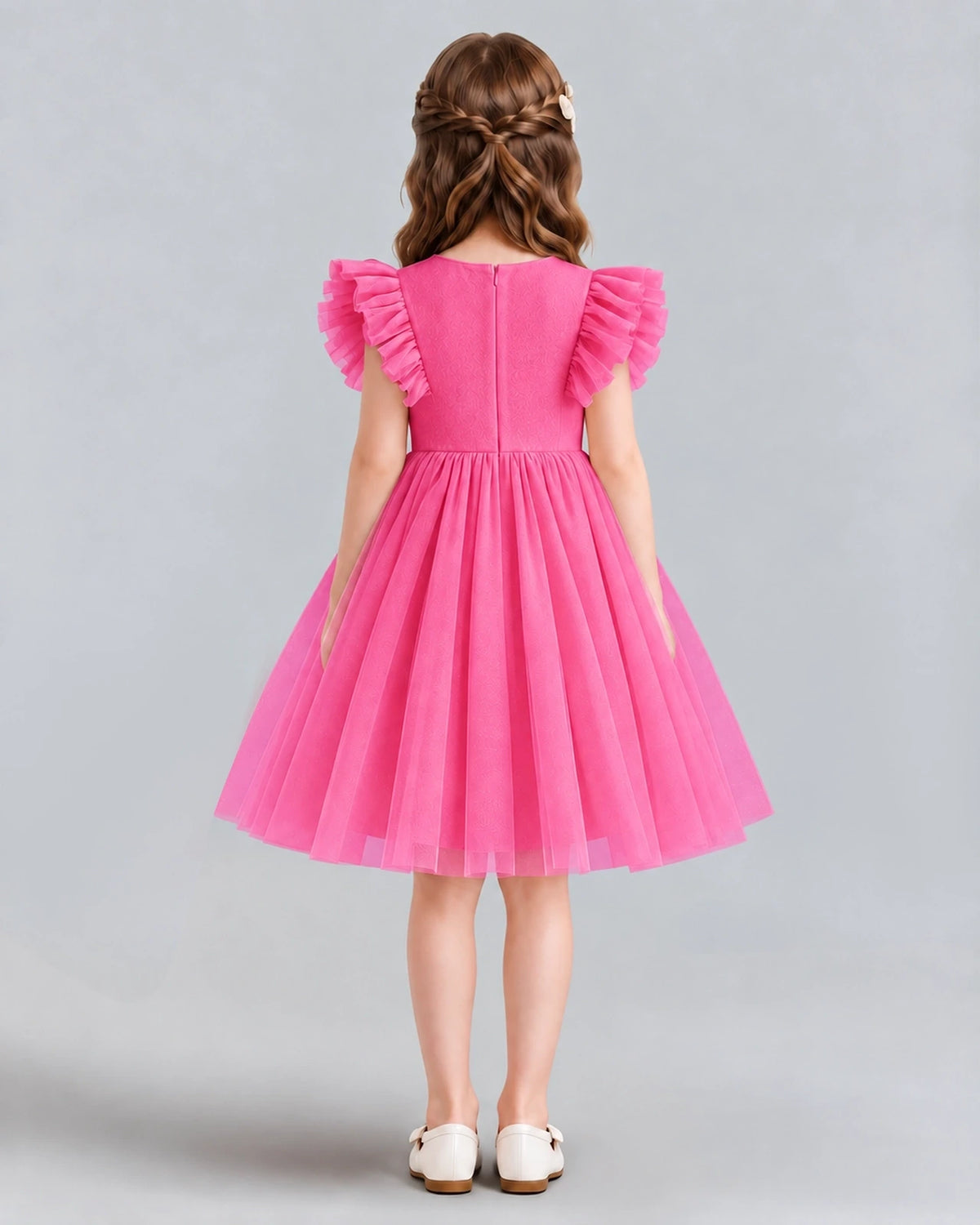 Hot Pink A-line Girls Formal Dresses Back