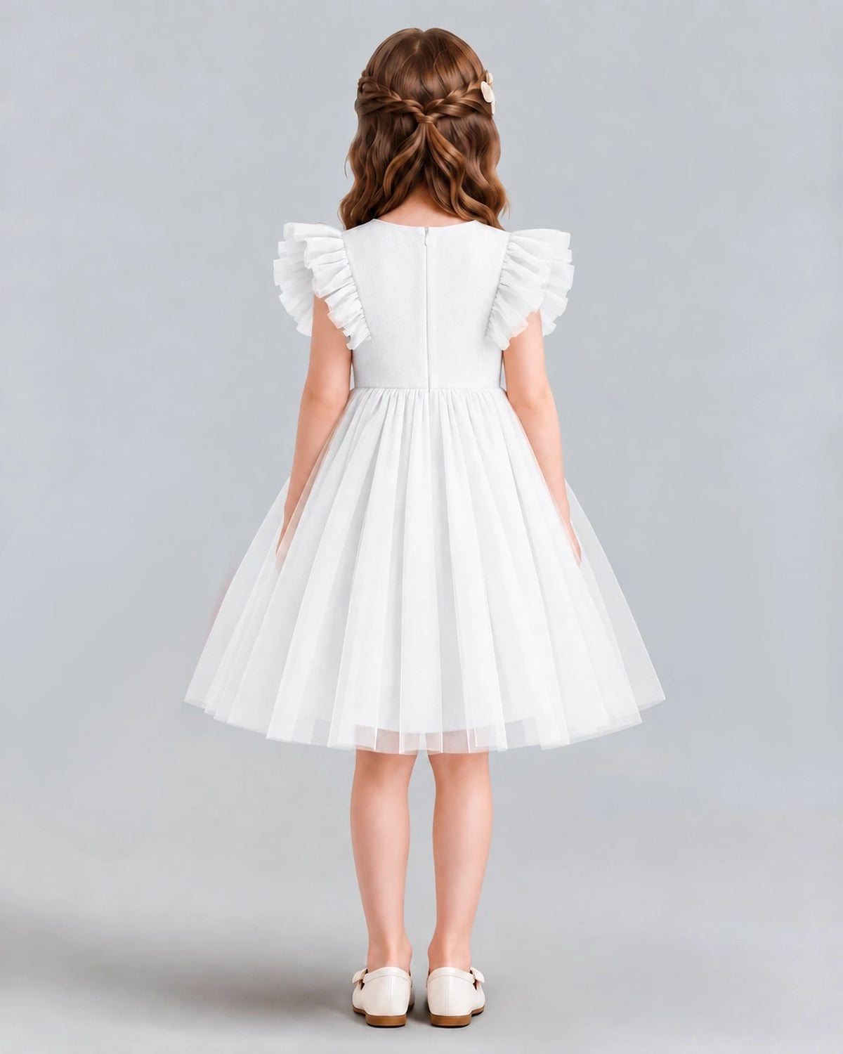Ivory A-line Girls Formal Dresses Back