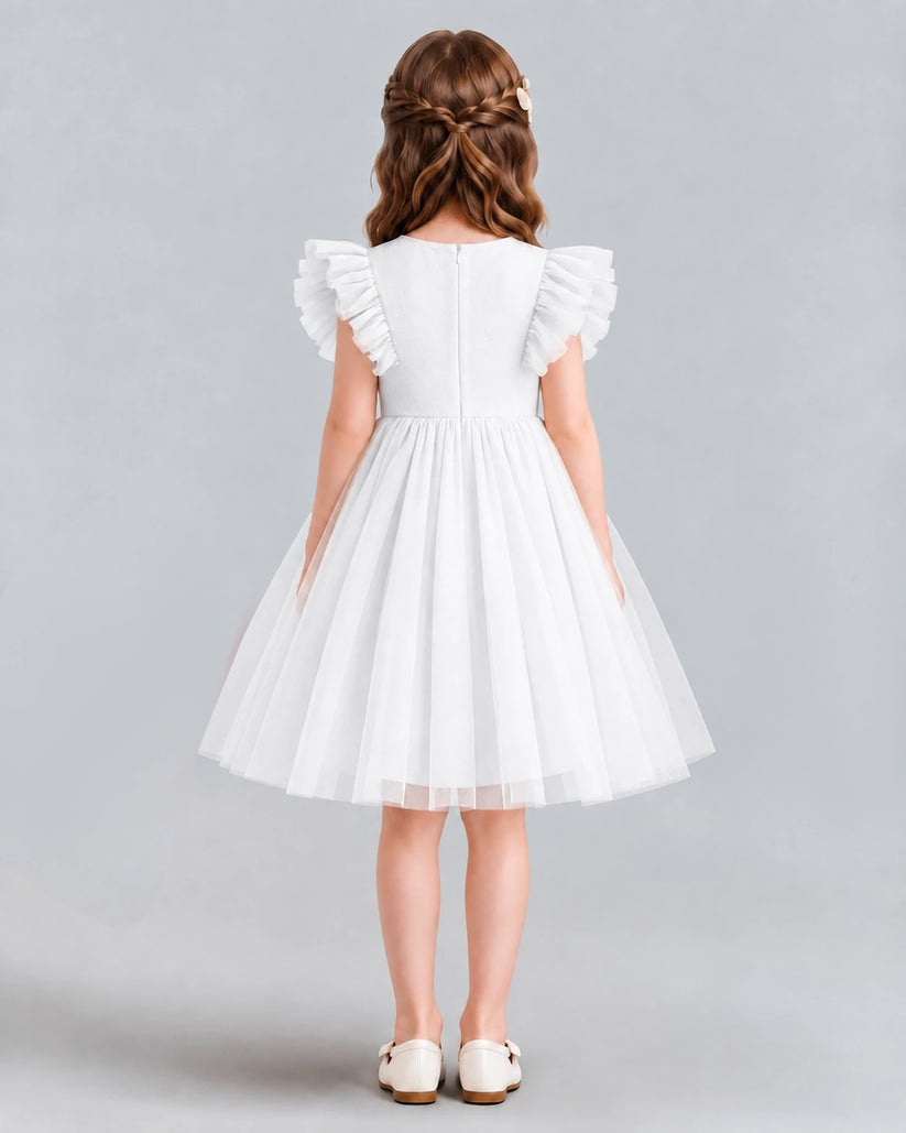 Ivory A-line Girls Formal Dresses Back