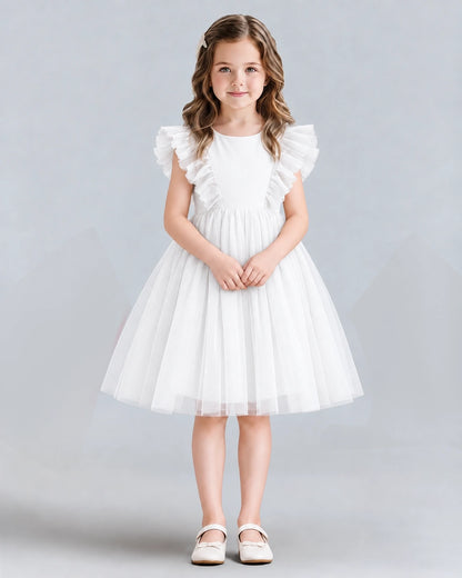 Ivory A-line Girls Formal Dresses Front