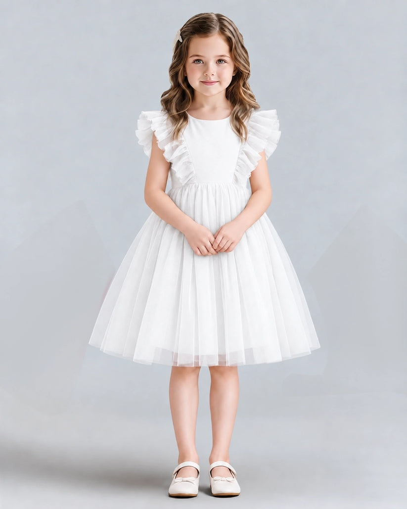 Ivory A-line Girls Formal Dresses Front