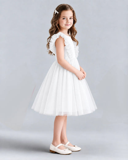 Ivory A-line Girls Formal Dresses Side