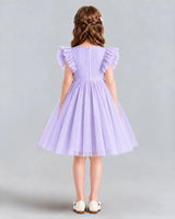 Lavender A-line Girls Formal Dresses Back