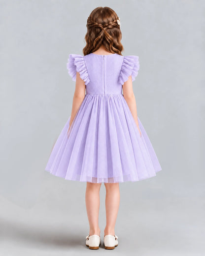Lavender A-line Girls Formal Dresses Back