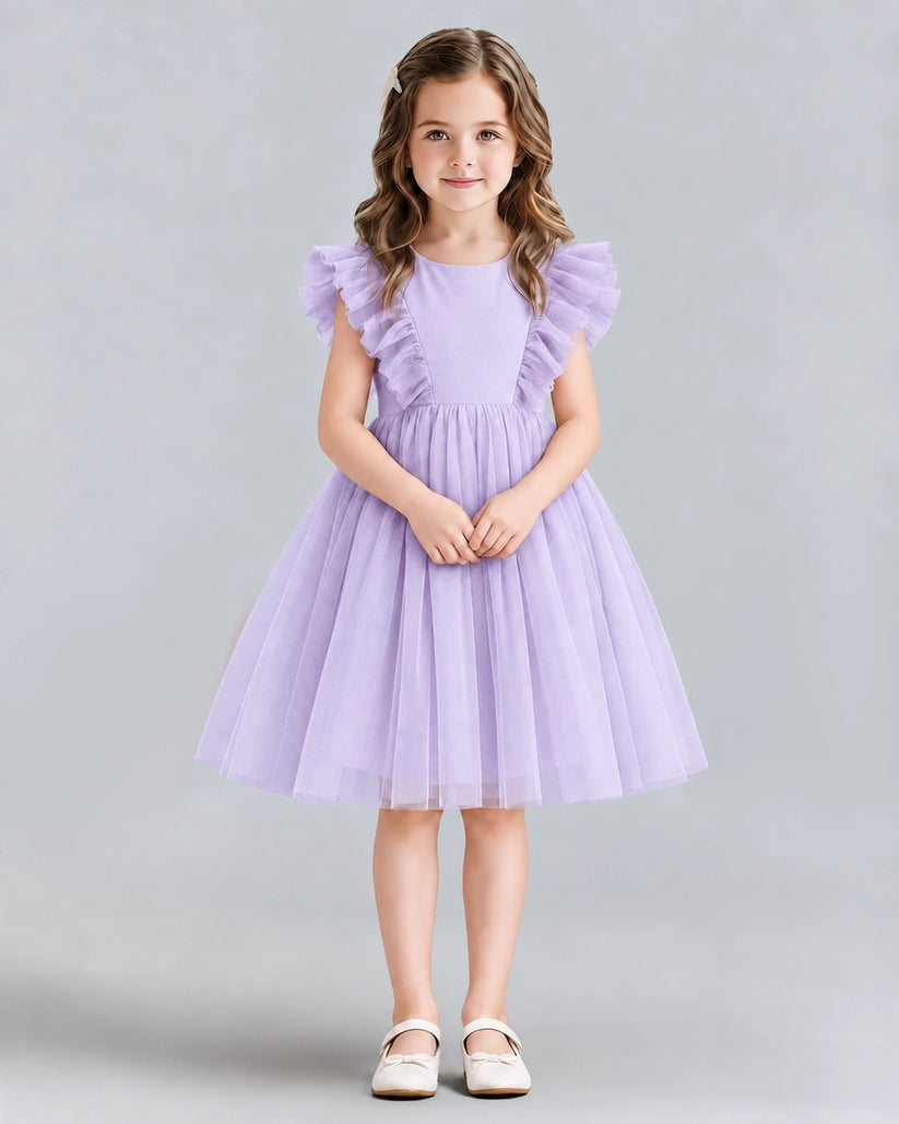 Lavender A-line Girls Formal Dresses Front
