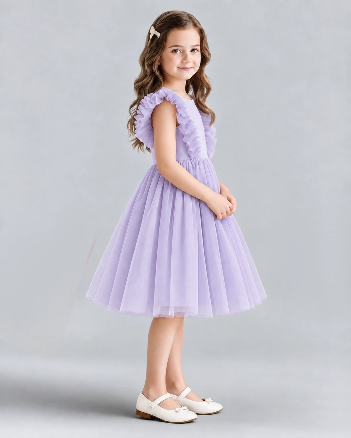 Lavender A-line Girls Formal Dresses Side
