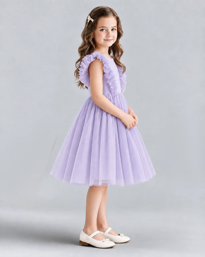 Lavender A-line Girls Formal Dresses Side