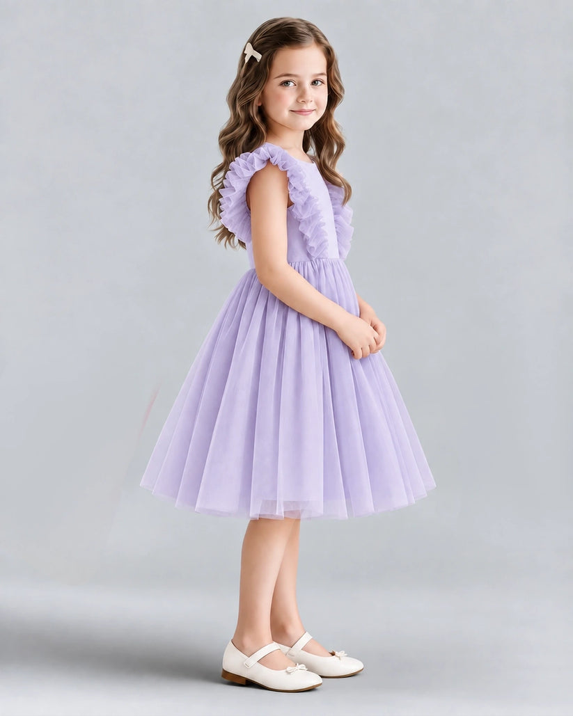 Lavender A-line Girls Formal Dresses Side