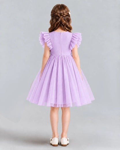 Lilac A-line Girls Formal Dresses Back