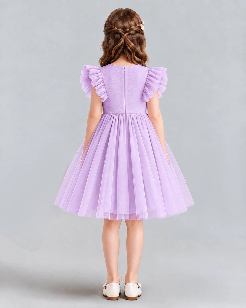 Lilac A-line Girls Formal Dresses Back