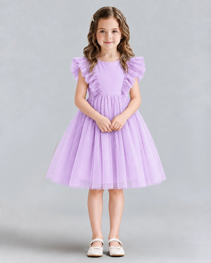 Lilac A-line Girls Formal Dresses Front
