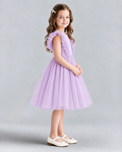 Lilac A-line Girls Formal Dresses Side