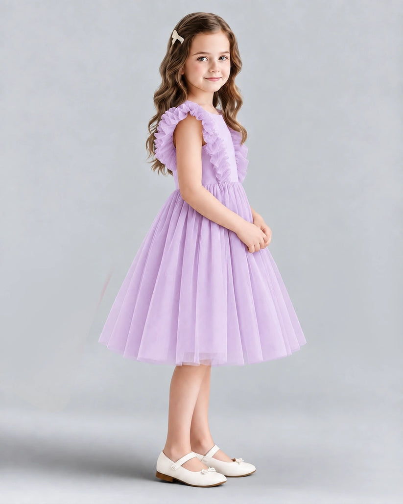 Lilac A-line Girls Formal Dresses Side