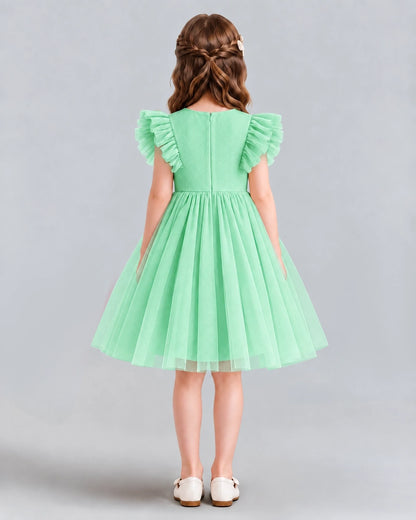 Mint Green A-line Girls Formal Dresses Back