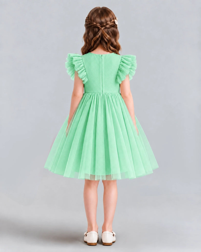 Mint Green A-line Girls Formal Dresses Back