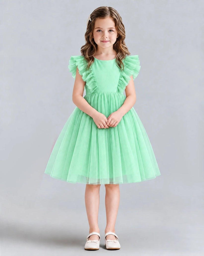Mint Green A-line Girls Formal Dresses Front