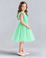 Mint Green A-line Girls Formal Dresses Side
