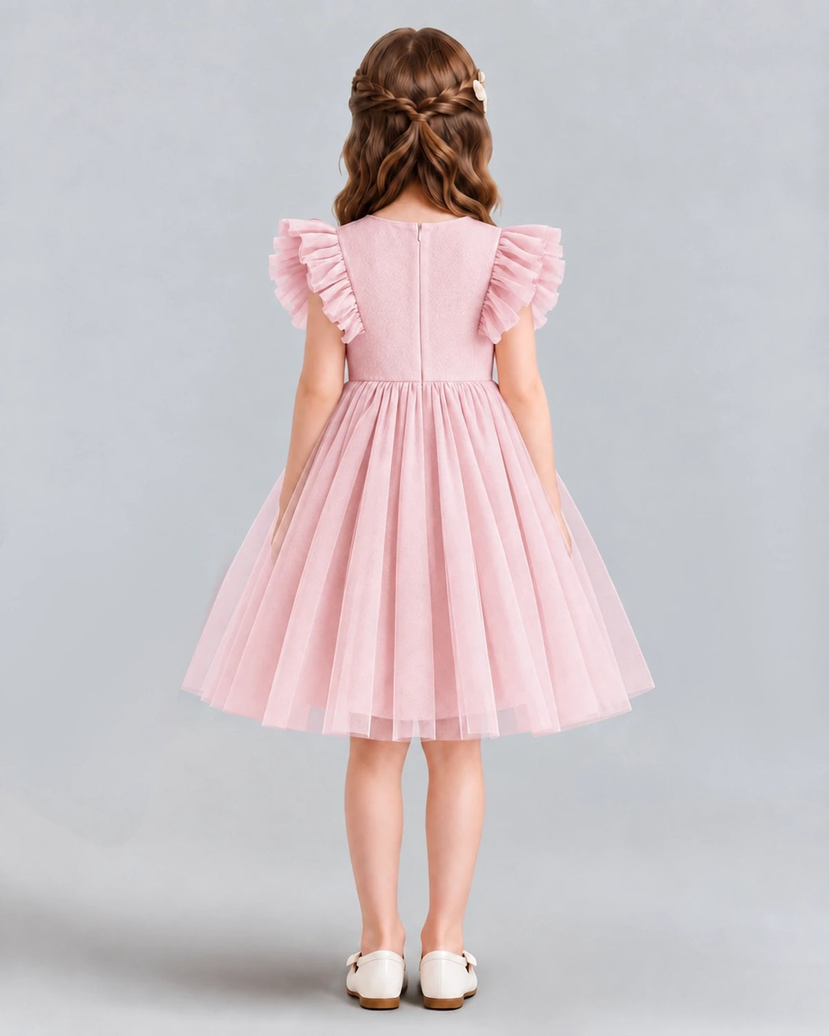 Pink A-line Girls Formal Dresses Back