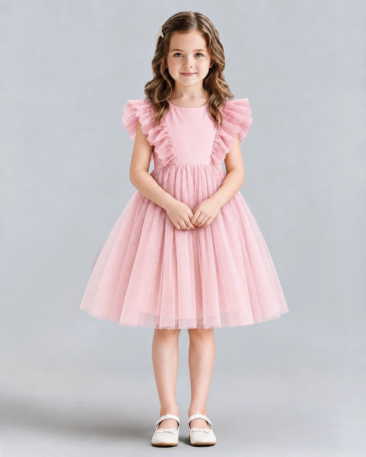 Pink A-line Girls Formal Dresses Front