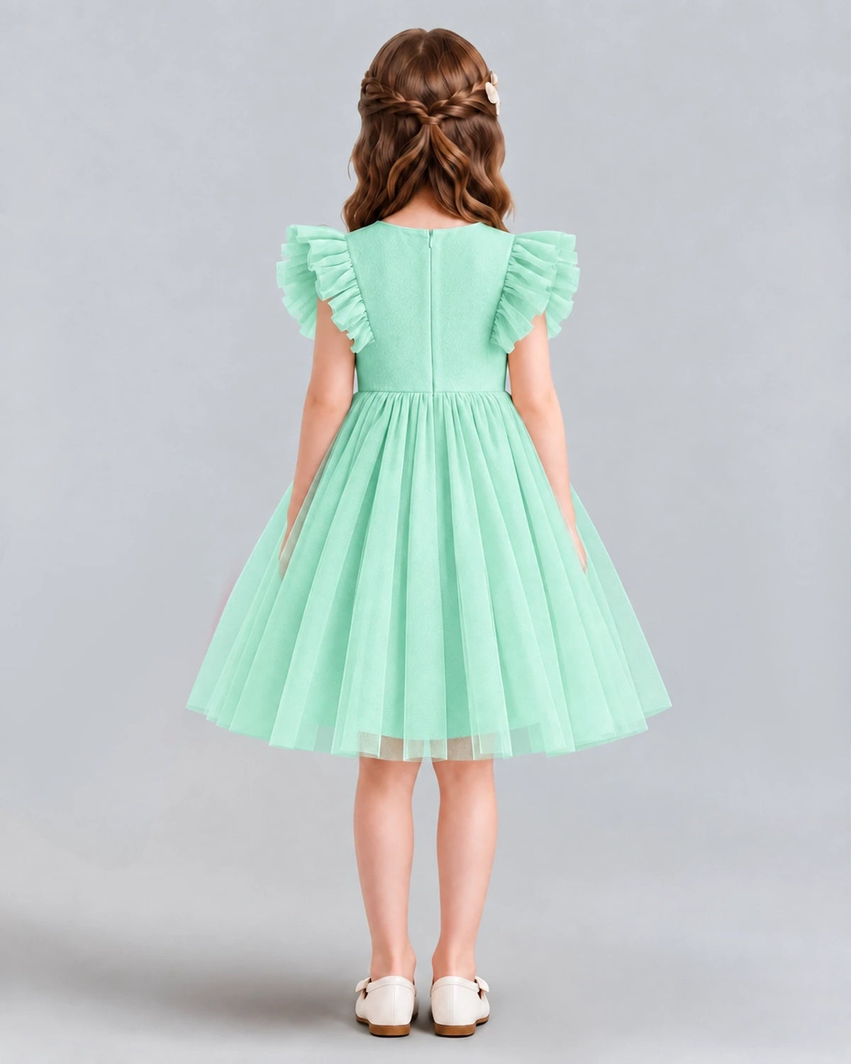 Turquoise A-line Girls Formal Dresses Back