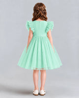 Turquoise A-line Girls Formal Dresses Back