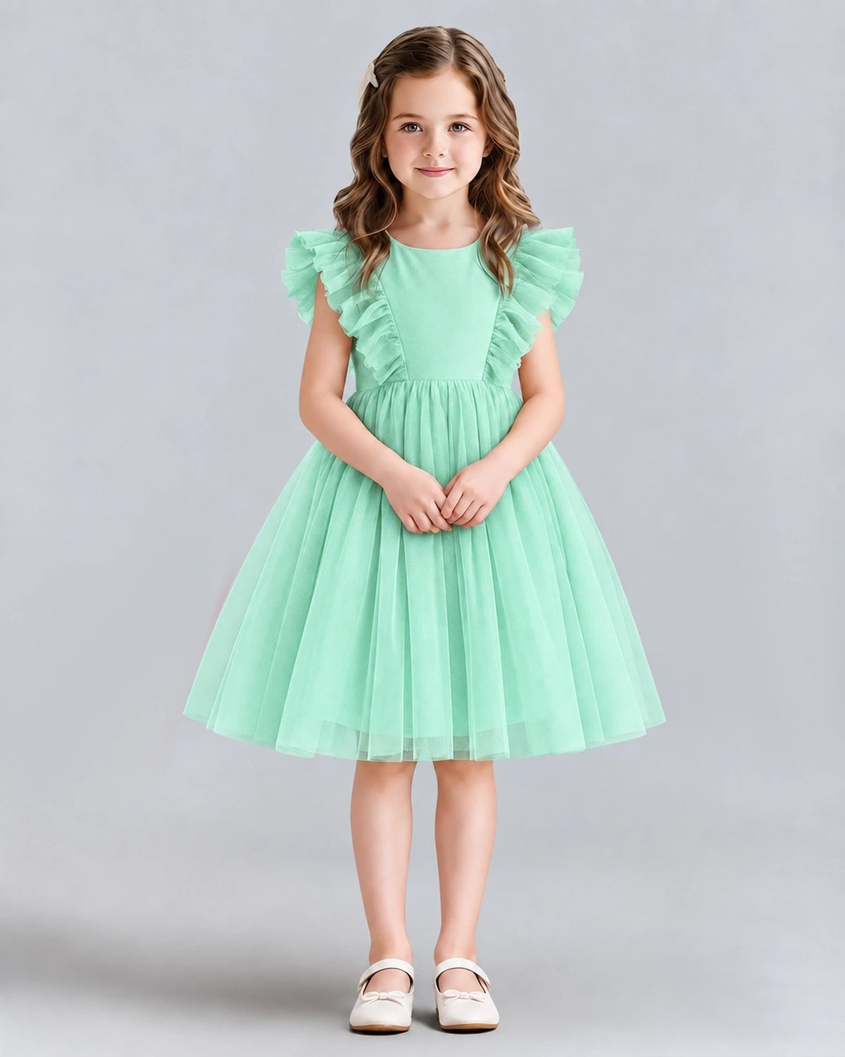 Turquoise A-line Girls Formal Dresses Front