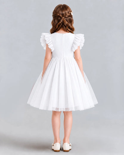White A-line Girls Formal Dresses Back