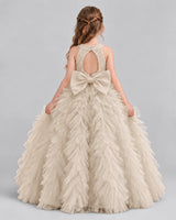 Champagne Ball Gown Girls Pageant Dresses Back