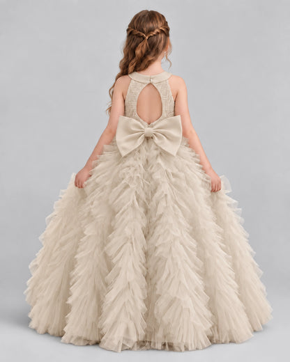 Champagne Ball Gown Girls Pageant Dresses Back