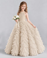 Champagne Ball Gown Girls Pageant Dresses Pose