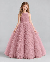 Dusty Rose Ball Gown Girls Pageant Dresses Front