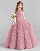 Dusty Rose Ball Gown Girls Pageant Dresses Pose
