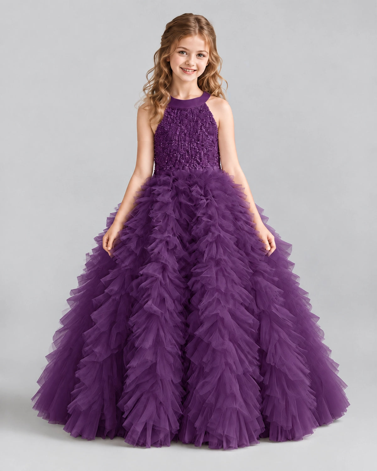 Grape Ball Gown Girls Pageant Dresses Front