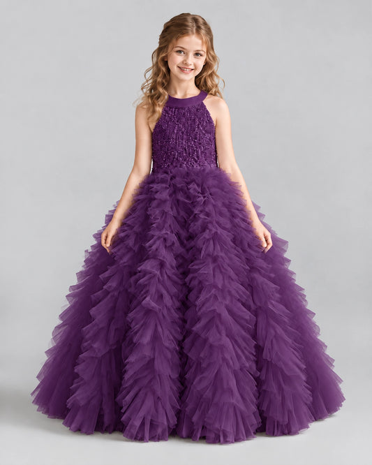 Grape Ball Gown Girls Pageant Dresses Front