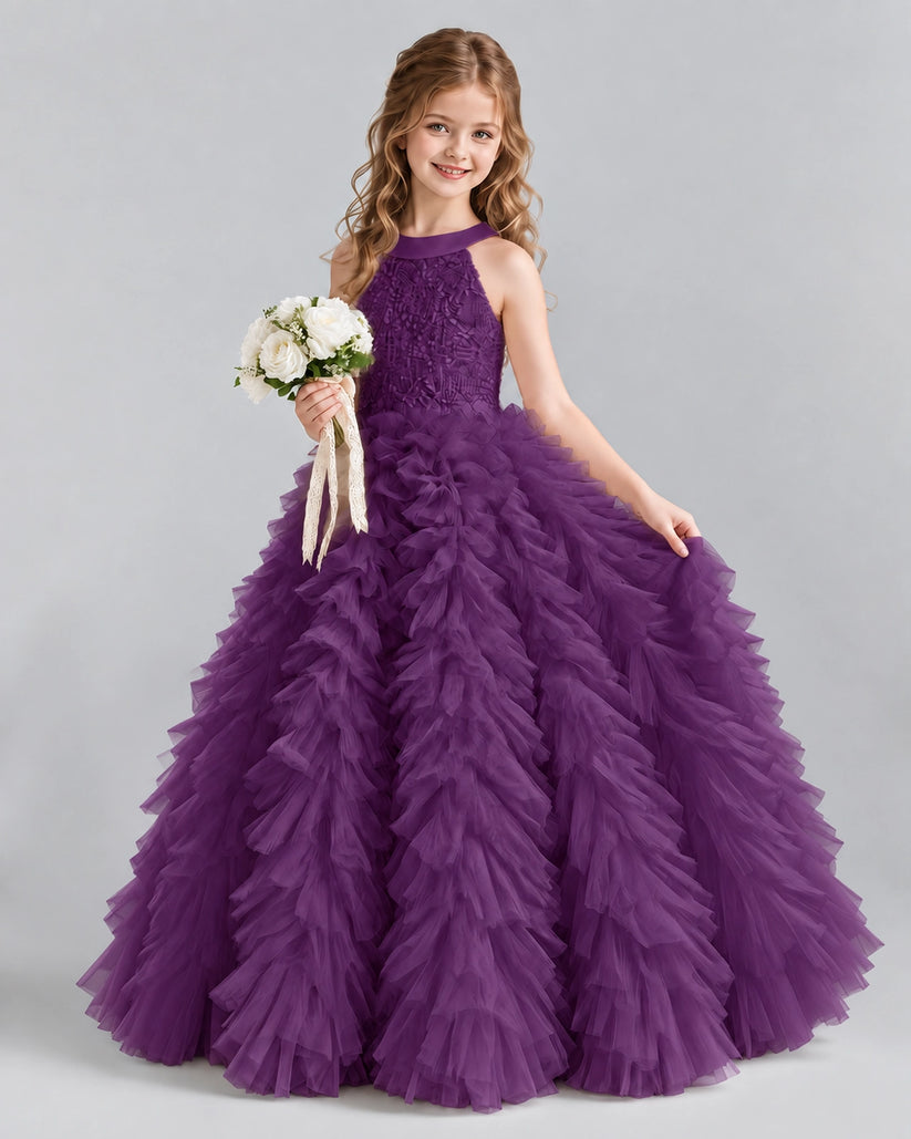Grape Ball Gown Girls Pageant Dresses Pose