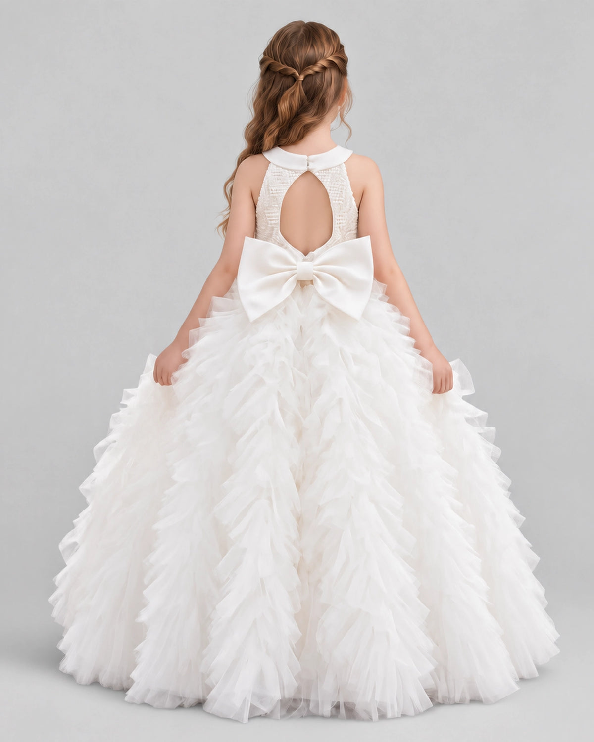 Ivory Ball Gown Girls Pageant Dresses Back