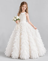 Ivory Ball Gown Girls Pageant Dresses Pose