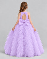 Lilac Ball Gown Girls Pageant Dresses Back