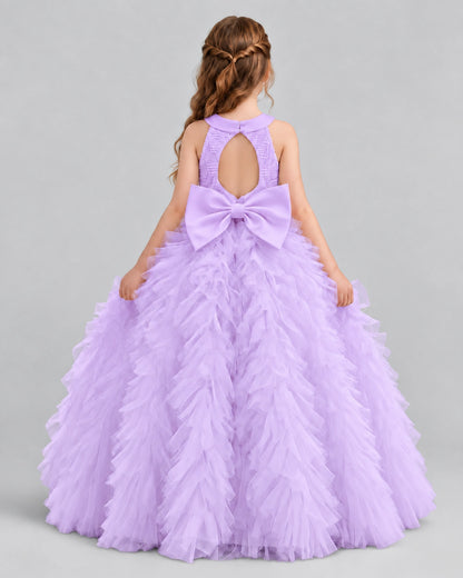 Lilac Ball Gown Girls Pageant Dresses Back