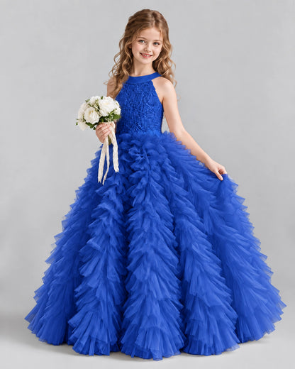 Royal Blue Ball Gown Girls Pageant Dresses Pose