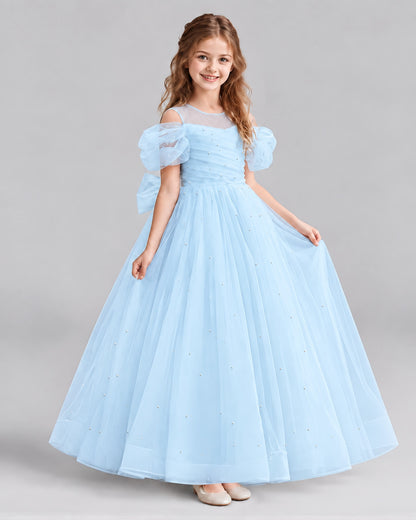 Baby Blue Ball Gown Girls Formal Dresses Front