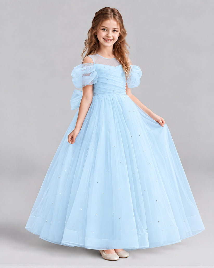 Baby Blue Ball Gown Girls Formal Dresses Front