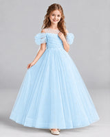 Baby Blue Ball Gown Girls Formal Dresses Pose