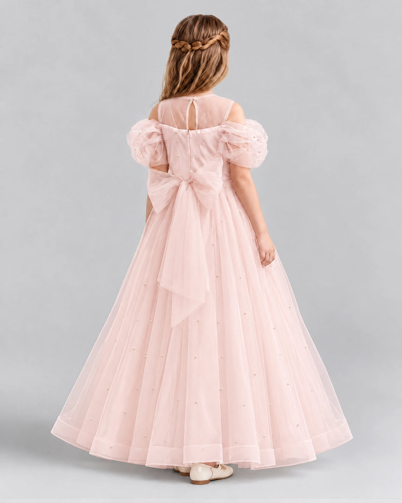 Blush Pink Ball Gown Girls Formal Dresses Back