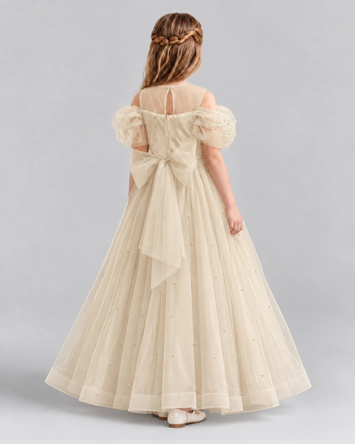 Champagne Ball Gown Girls Formal Dresses Back