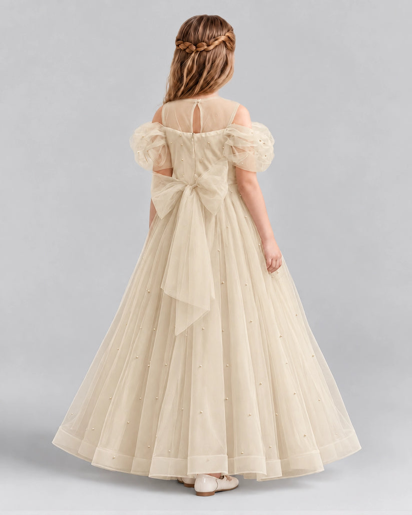 Champagne Ball Gown Girls Formal Dresses Back