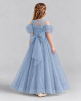 Dusty Blue Ball Gown Girls Formal Dresses Back