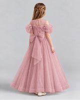 Dusty Rose Ball Gown Girls Formal Dresses Back